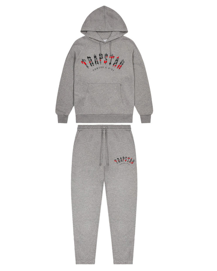 TRAPSTAR ARCHED IRONGATE TRACKSUIT - GREY/RED CAMO