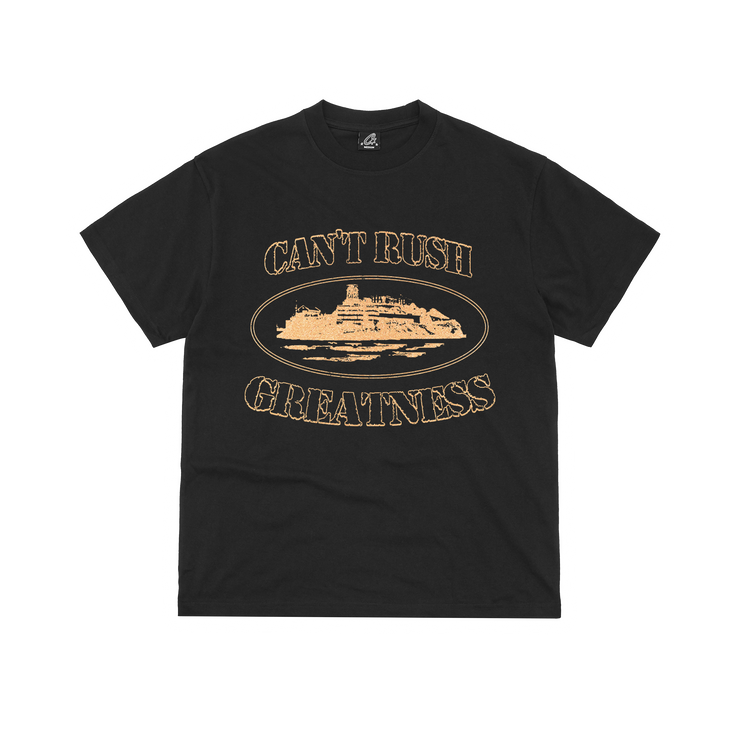 CORTEIZ X CAN'T RUSH GREATNESS TEE BLACK- GOLD