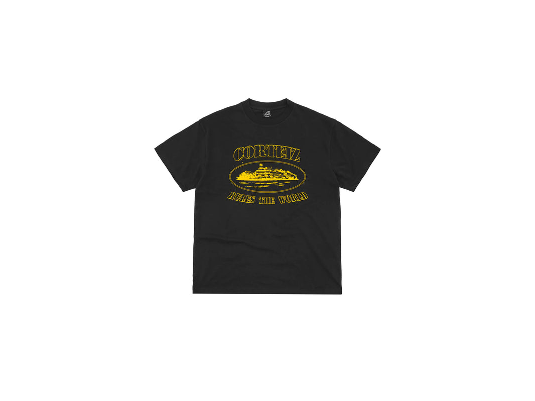 CORTEIZ ALCATRAZ LOGO TEE BLACK/YELLOW